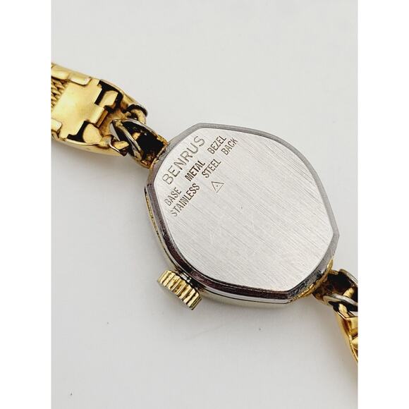Vtg Benrus Art Deco Style Ladies 17 Jewels Gold Tone Running Manual Wind Watch main image 8